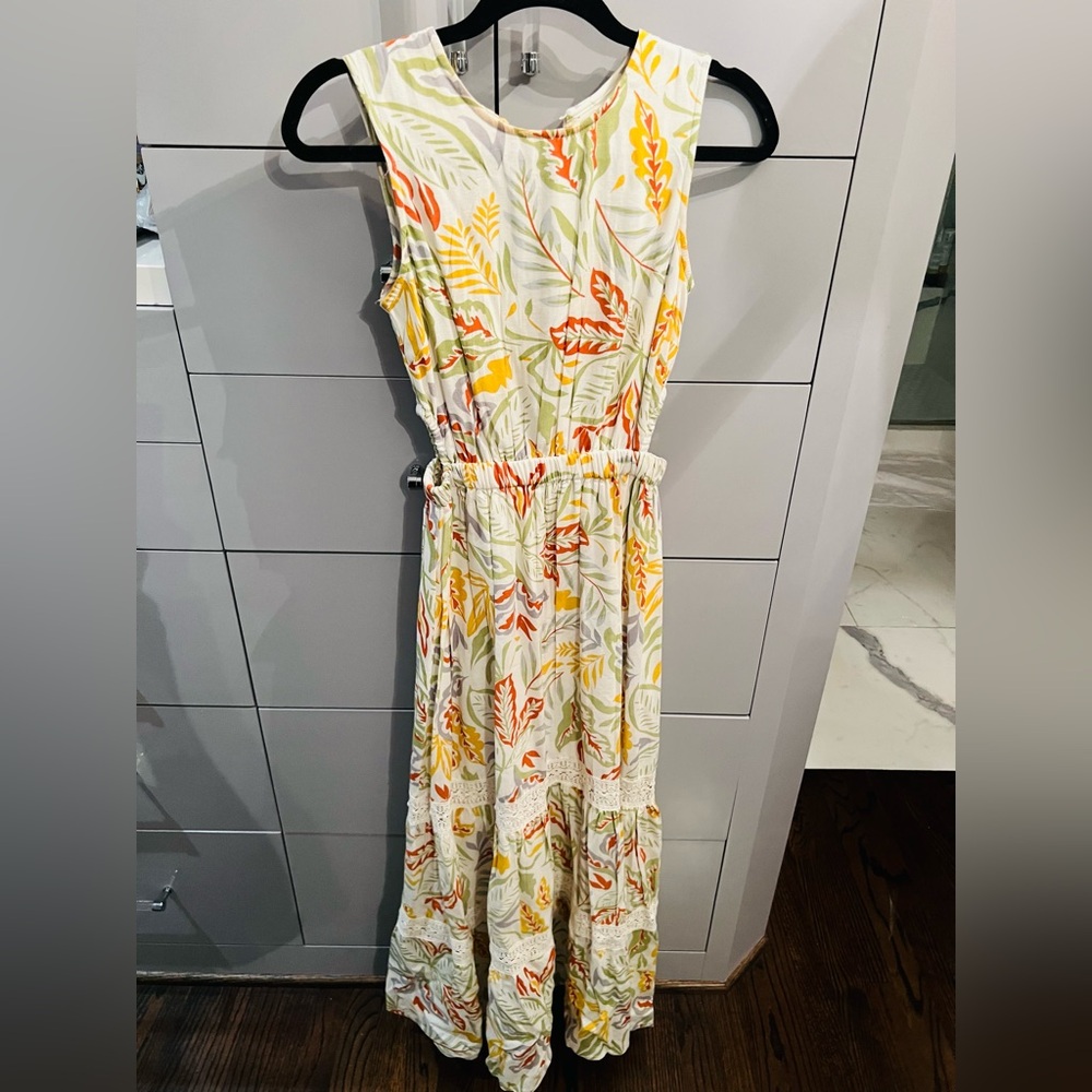 LINEN SIDE CUT OUT LONG MAXI SUN DRESS